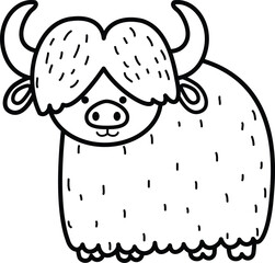 illustration black and white yak