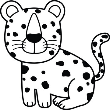 illustration black and white jaguar coloring book