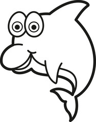 Illustration black and white dolphin