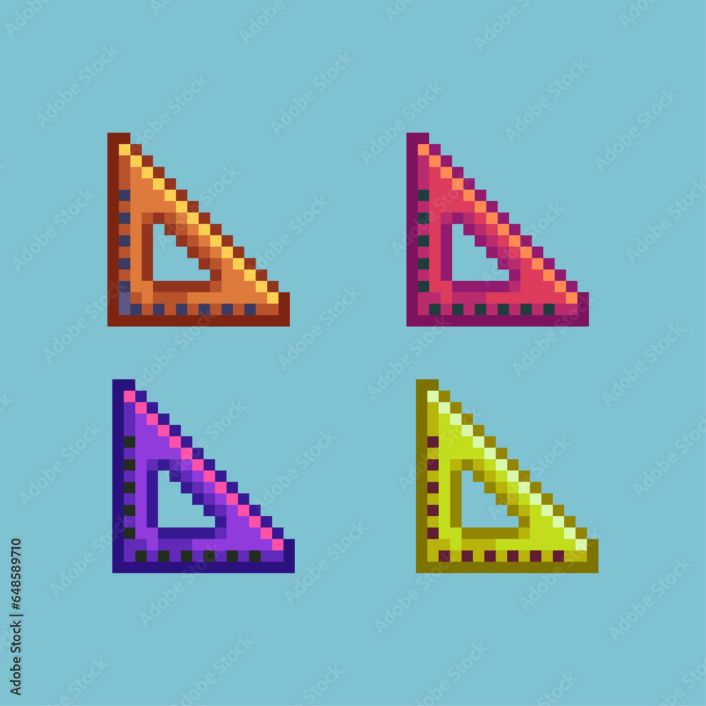 Fototapete pixel art sets of ruler with variation color items asset. simple bits of ruler on pixelated style.8b
