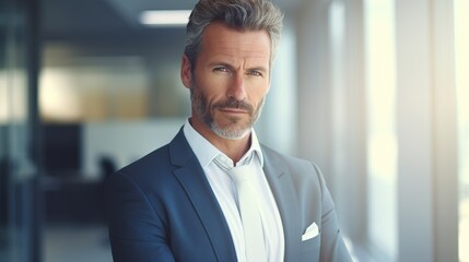 Naklejka premium portrait of a professional businessman in office. generative ai