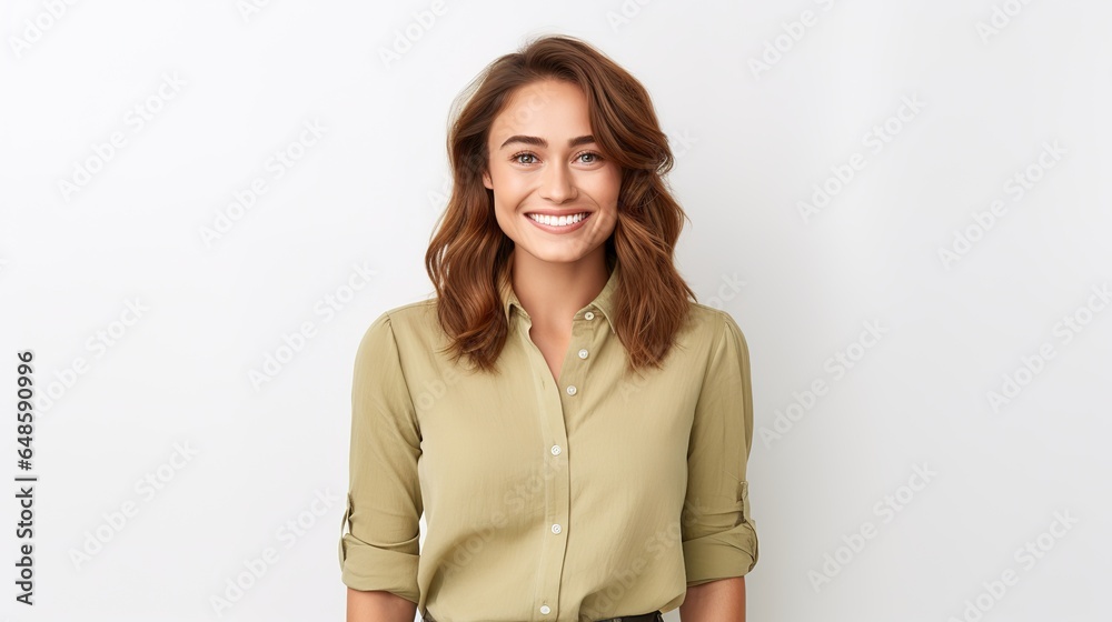 Sticker portrait of a woman standing on white background