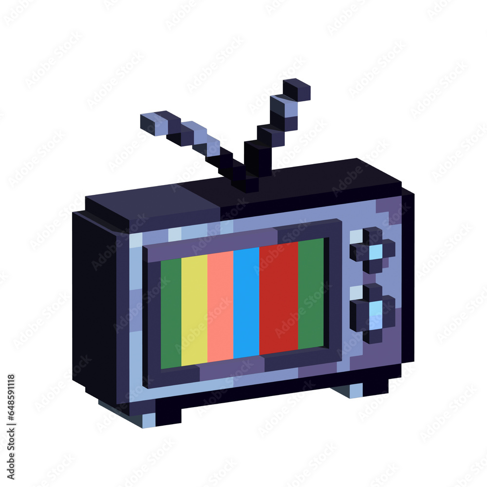 Fototapete isometric pixel art 3d of monitor computer for items asset. simple 3d of monitor for game on pixelat