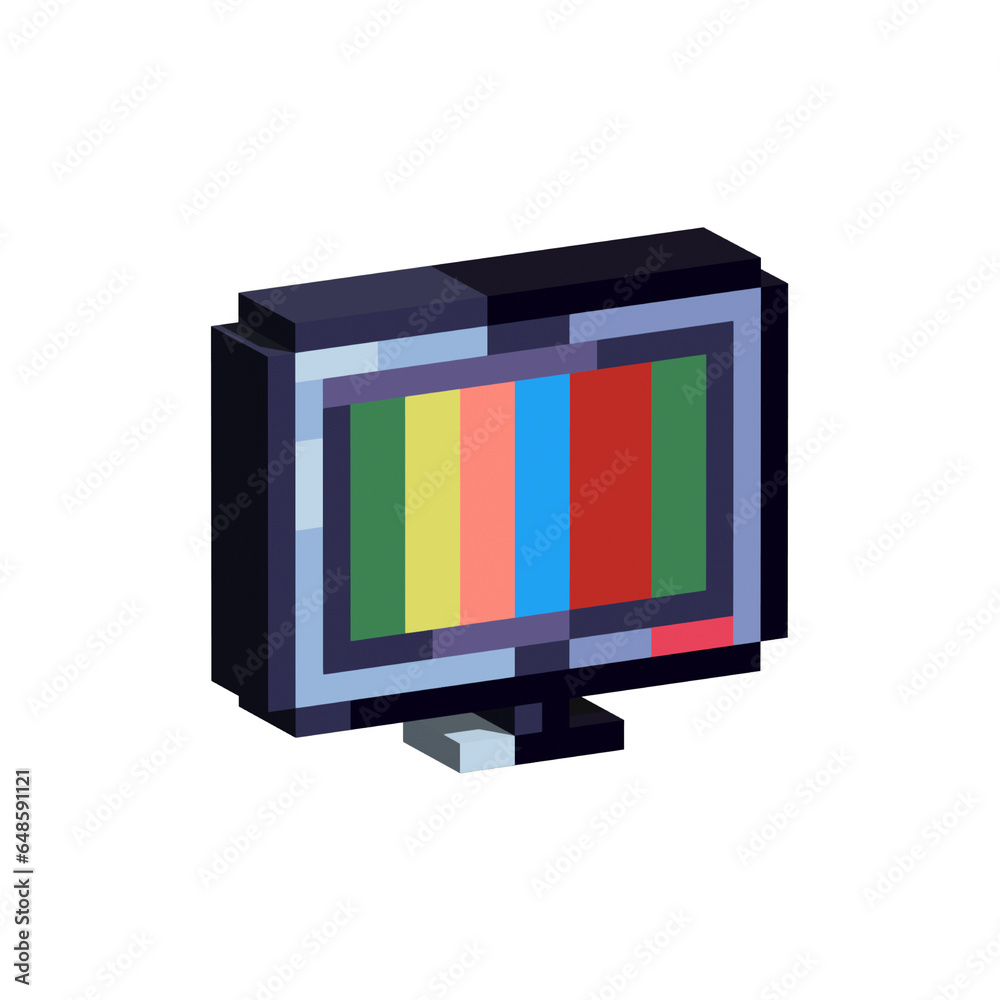 Fototapete isometric pixel art 3d of monitor computer for items asset. simple 3d of monitor for game on pixelat