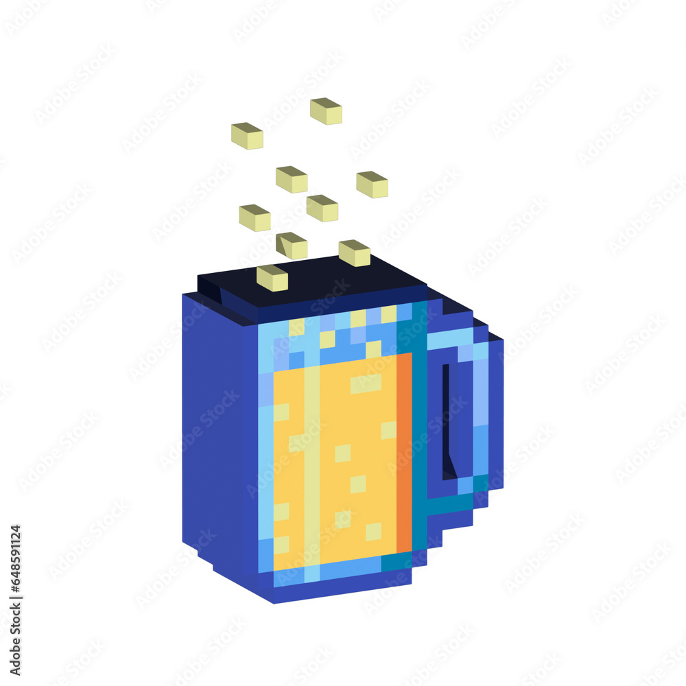 Fototapete isometric pixel art 3d of beer drink for items asset. simple 3d of beer for game on pixelated style.