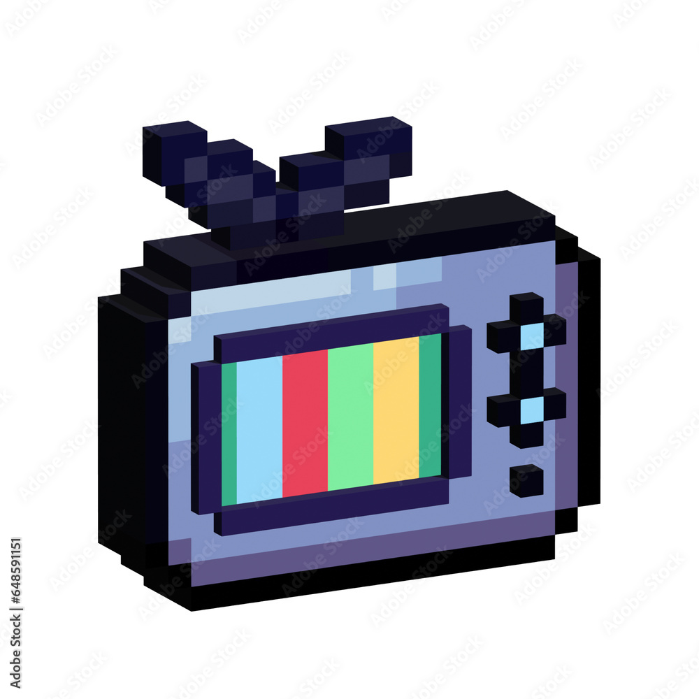 Fototapete isometric pixel art 3d of monitor computer for items asset. simple 3d of monitor for game on pixelat