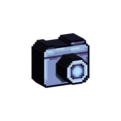 Isometric Pixel art 3d of camera for items asset. simple 3d of camera for game on pixelated style.8bits perfect for game asset or design asset element for your game design asset.