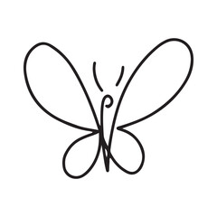 Butterfly line art. Simple minimal butterfly line tattoo icon logotype