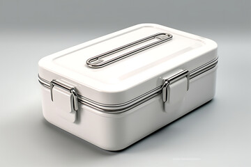 3d rendering of a white tool box isolated in white studio background
