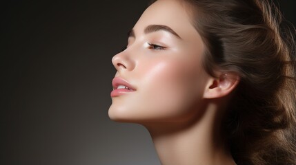 Fresh beauty model young spa gorgeous female beauty lady eyes face healthy pure skin natural makeup. generative ai