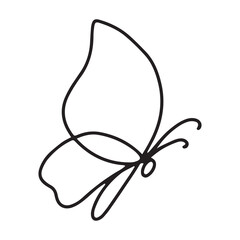 Butterfly line art. Simple minimal butterfly line tattoo icon logotype
