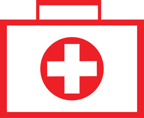 First aid kit icon red and white vector art.