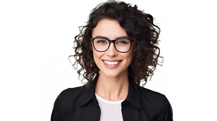 Obraz premium Closeup of a businesswoman standing on white studio. generative ai