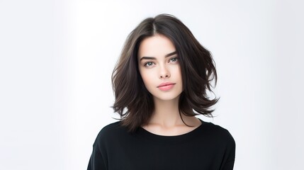Fototapeta premium portrait of a young woman looking at camera. generative ai
