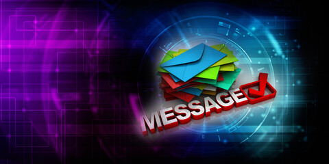 3d rendering Envelope network illustration