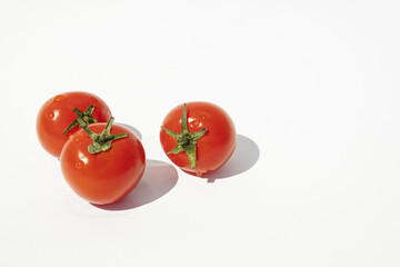Fresh cherry tomato isolated on white background cutout.