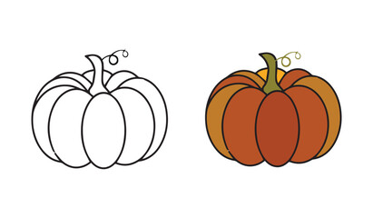 Pumpkin vector for Thanksgiving. pumpkin, Thanksgiving flat color icon vector .