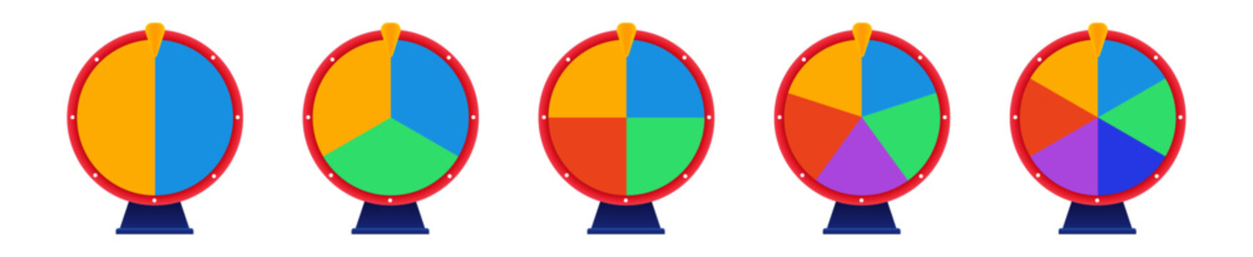 Wheel of fortune vector illustration of a flat. Empty colorful wheel of fortune isolated from the background. Casino prize and luck