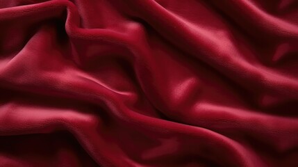 Obraz premium Velvet crimson fabric texture background, featuring plush, tactile fibers and a vibrant, regal color. Perfect for luxurious upholstery and fashion concepts.