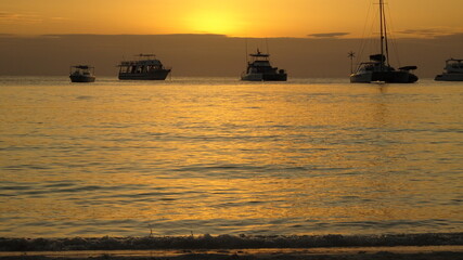 fishing boat at sunset