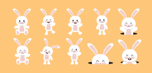 Fotobehang Speelgoed Bunny character element vector collection