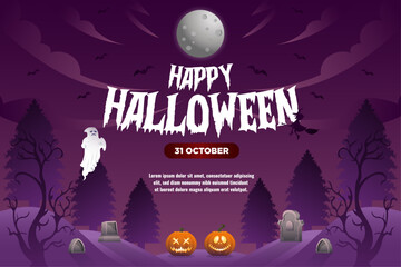 Vector Happy Halloween Background Template