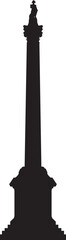 Simple black flat drawing of the British historical landmark monument of the NELSON'S COLUMN, LONDON