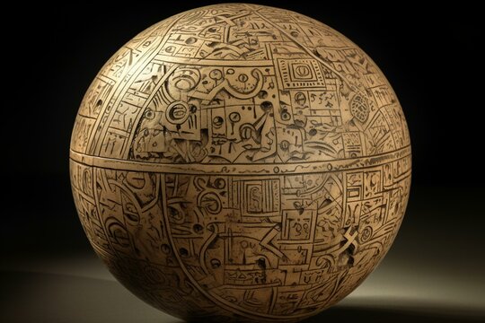 Sphere adorned with mathematical symbols. Generative AI