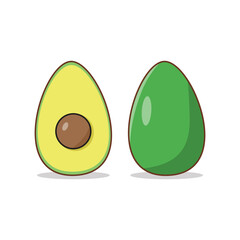 avocado vector, flat avocado vector on white.