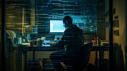 Fototapeta na wymiar The Window to Cybercrime: A Hacker's World. Generated AI