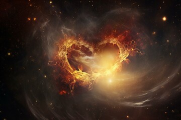 Obraz na płótnie Canvas Romantic celestial artwork depicting a heart-shaped space formation on Valentine's Day. Generative AI