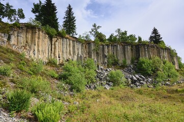 Basalt quarry Hrebecna, Ore Mountains, Czech republic. 