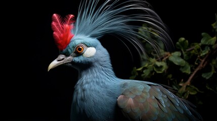 Fototapeta premium Victoria crowned pigeon gracefully occupies a tree branch