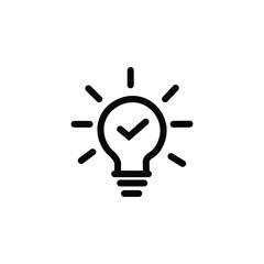 check, expert, genius, good, idea, important, information, innovation, lamp, lightbulb, mark, moment, ok, outline, positive, simplicity, smart, solution, strategy, think, tick, unique, choice, bulb, l
