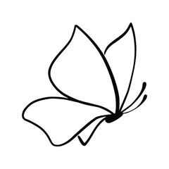 Butterfly line art. Simple minimal butterfly line tattoo icon logotype