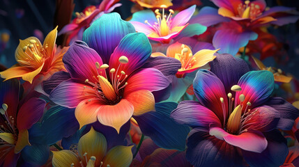 Fantasy surreal flowers, exotic floral background