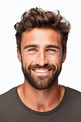 Fototapeta premium Portrait of a smiling man with a beard on a white background
