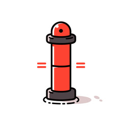 Bollard vector icon in minimalistic, black and red line work, japan web