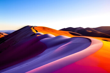 Fototapeta na wymiar Sunset over sand dunes in Death Valley National Park, California. Generative AI