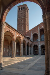 Basilica of Sant'Ambrogio, ancient church in Milan, Italy, Europe - 648612324