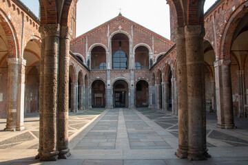 Basilica of Sant'Ambrogio, ancient church in Milan, Italy, Europe - 648612331