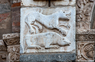 Basilica of Sant'Ambrogio, ancient church in Milan, Italy, Europe - 648612995