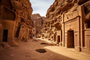 A photo of Hegra, an ancient site in Saudi Arabia. Generative AI