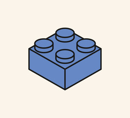 Fototapeta premium Isometric brick block and piece line art building brick block for children, colorful brick toy isolated on background flat vector illustration.