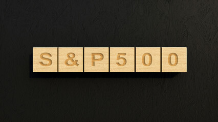 S&p500 index. Stock market. Wooden cubes