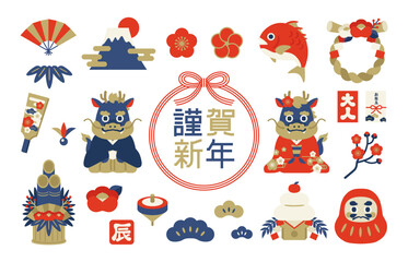 お正月アイコンのイラストセット