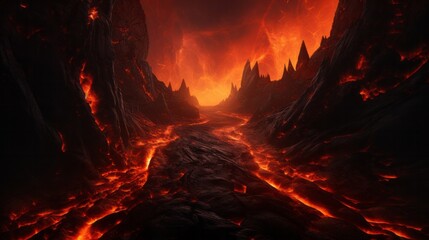 A mesmerizing underground world with glowing lava formations