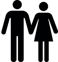 Couple icon sign. Men, women holding hands. Wedding signs and symbols.