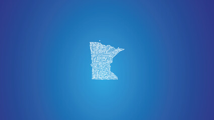 IT-Umriss des US-Bundesstaates Minnesota auf blauem Hintergrund