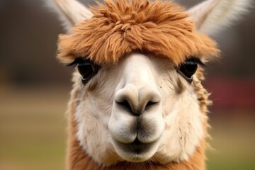 Obraz premium A adorable llama with a fluffy hairdo close-up